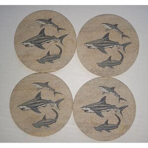 Thirstystone Shark Coasters (4)‎ With Wooden Holder